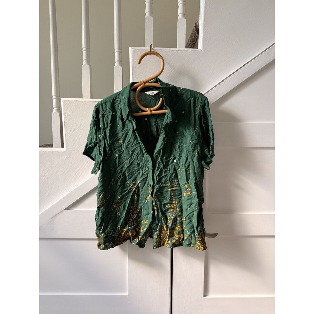 Lucky Brand Green Floral Button-Up | Large
